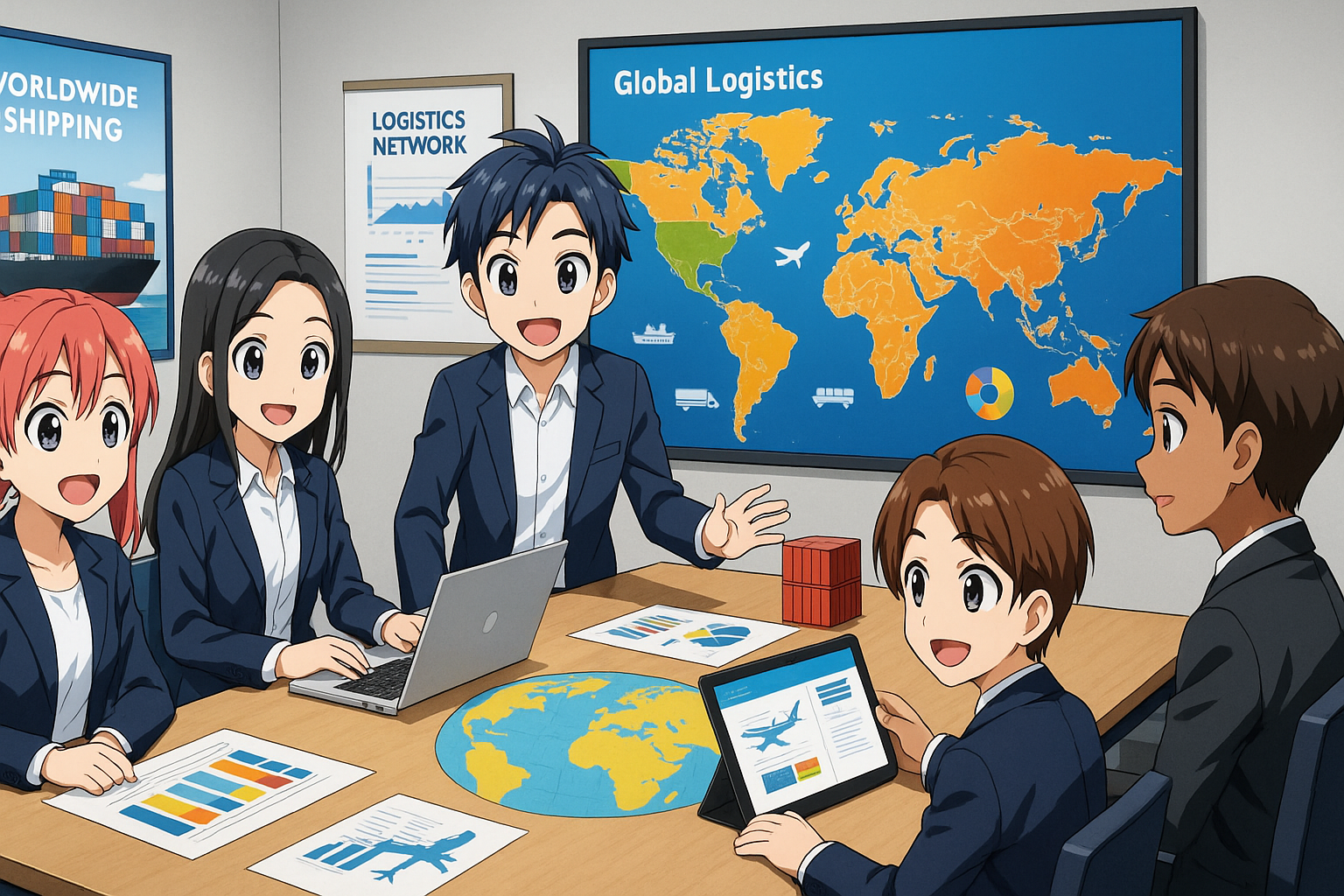 Contenedores de carga en puerto japonés listos para distribución