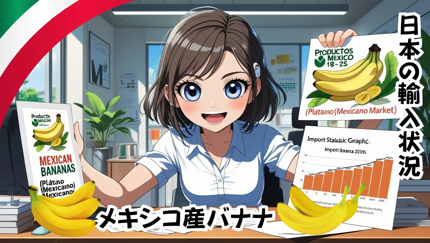 Tabla con importaciones de banana fresca en el mercado japonés en 2024